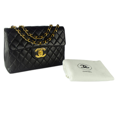 Chanel Jumbo black leather vintage ref. 7942