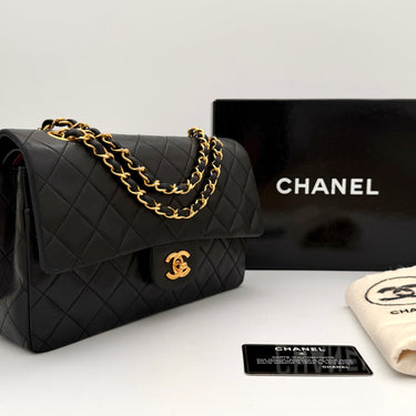 Chanel Timeless 25 double flap bag black lambskin