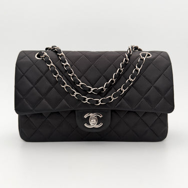 Chanel classic flap medium black lambskin silver hardware