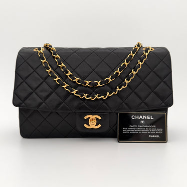 Chanel vintage classic flap black lambskin gold hardware