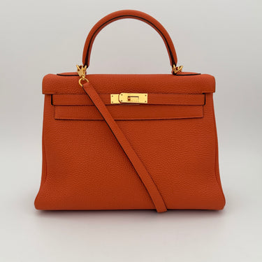 Hermès Kelly 32 Orange Togo Gold Hardware