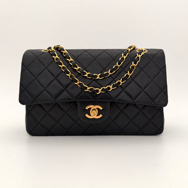 Chanel Timeless 25 double flap bag black lambskin