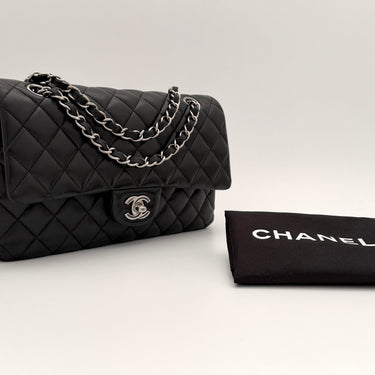 Chanel Classic Flap 25 Black Lambskin Silver Hardware Double Flap (2021–)