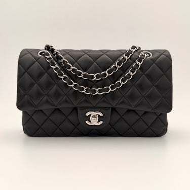Chanel Classic Flap 25 Black Lambskin Silver Hardware Double Flap (2021–)