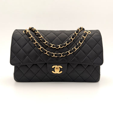 Chanel Timeless 25 double flap bag black lambskin