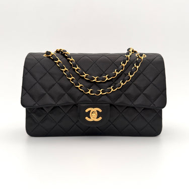 Chanel Timeless 25 Classic double flap bag black lambskin leather vintage