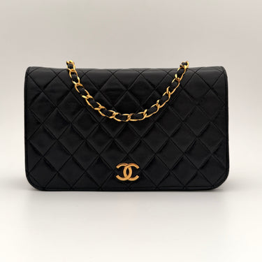 Chanel classic full flap bag black lambskin