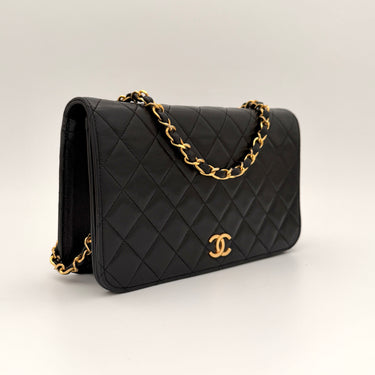 Chanel classic full flap bag black lambskin
