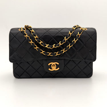 Chanel Timeless 23 Classic double flap bag black lambskin leather vintage