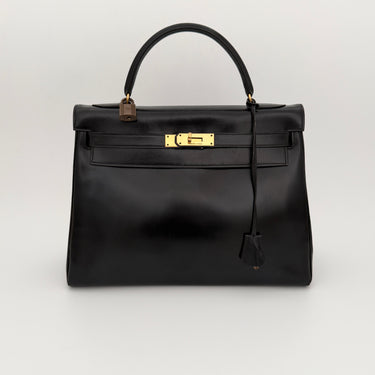 Hermès Kelly 32 vintage black box calf leather gold hardware