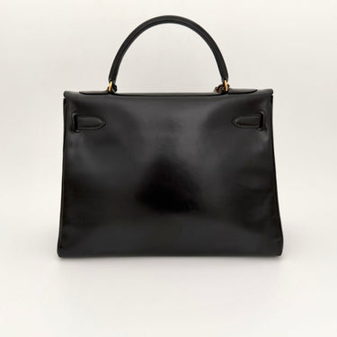 Hermès Kelly 32 vintage black box calf leather gold hardware