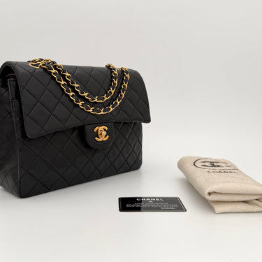 Chanel Timeless double flap 25 black lambskin gold hardware