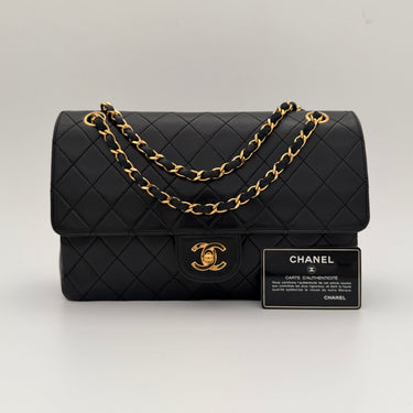 Chanel classic double flap black lambskin gold hardware vintage
