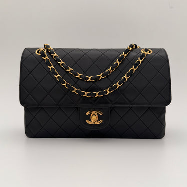 Chanel classic double flap black lambskin gold hardware vintage