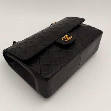 Chanel classic double flap black lambskin gold hardware vintage