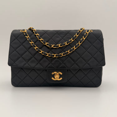 Chanel Classic flap black lambskin leather gold hardware