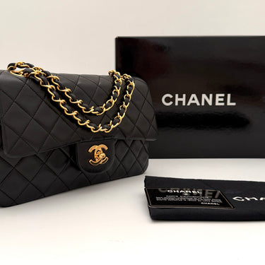 Chanel Timeless 23 Classic double flap bag black lambskin leather vintage full set